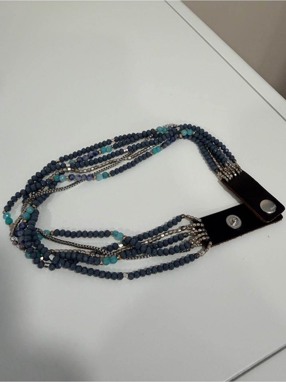 Multistrand Blue Beaded Statement Necklace